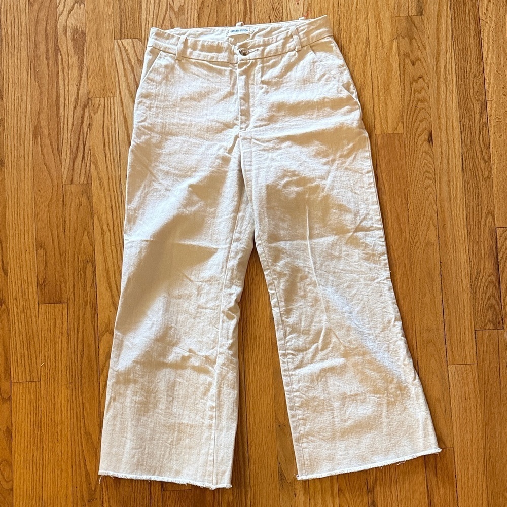 Taylor Stitch sz 4 White Wide-Leg Crop Pants 25” inseam great pre owned cond